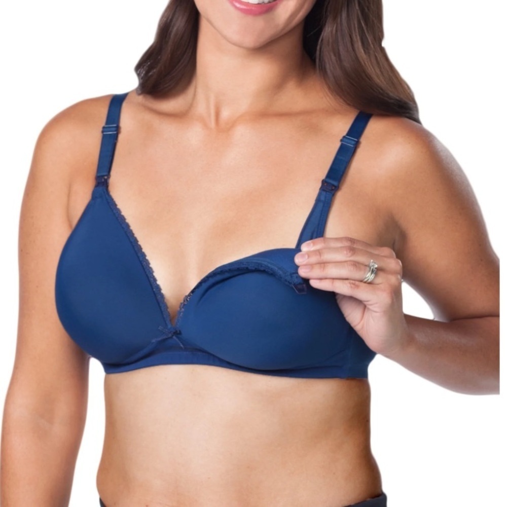 Loving Moments by Leading Lady Women's Molded‎ Wirefree Bra, Blue, 36D